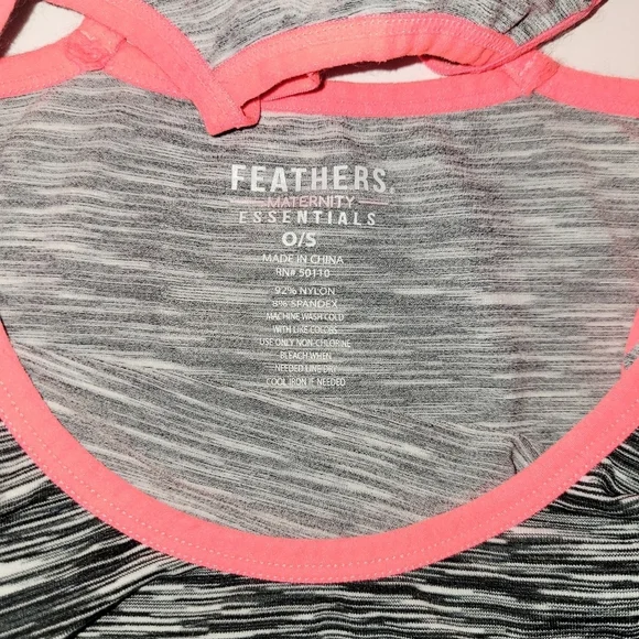 Feathers Maternity heather grey & neon pink ladder racerback tank top - Picture 6 of 6
